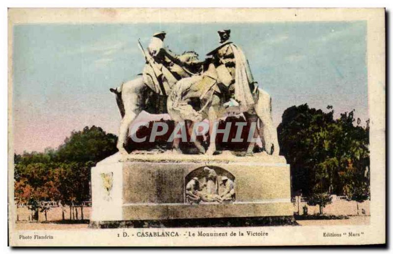 Old Postcard Casablanca Victory Monument Army