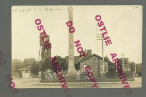 Sleepy Eye MINNESOTA RPPC c1910 DEPOT TRAIN STATION nr New Ulm Springfield Evan