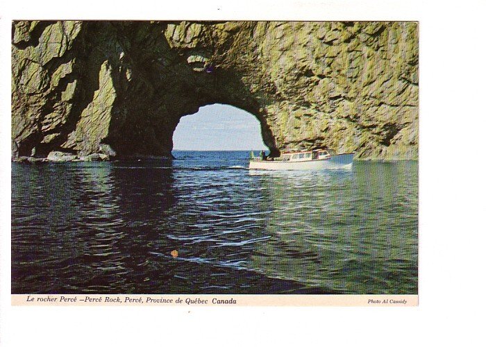 Boat at Archway, Perce Rock, Quebec,