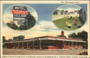 Rahway NJ Motel Tourist Village Linen Postcard