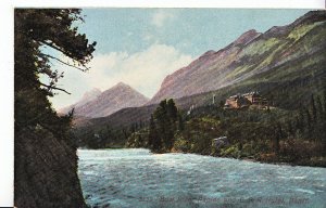 Canada Postcard - Bow River Rapids and CPR Hotel - Banff    K34