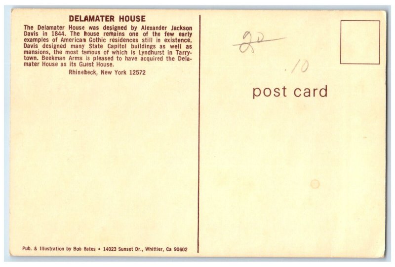 c1950's Delamater House Rhinebeck New York NY Vintage Unposted Postcard