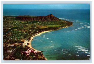 Vintage Bird's Eye View Diamond Head Waikiki Hawaiian Territory Postcard F93S