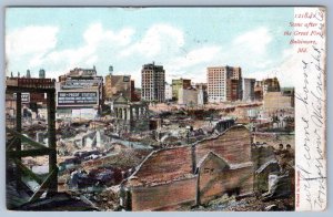 1907 SCENE AFTER GREAT BALTIMORE FIRE MARYLAND MD FIRE-PROOF BILLBOARD POSTCARD