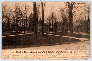 1906 STEUBEN PARK ARMORY PARK BAPTIST CHURCH NEW YORK ANTIQUE POSTCARD