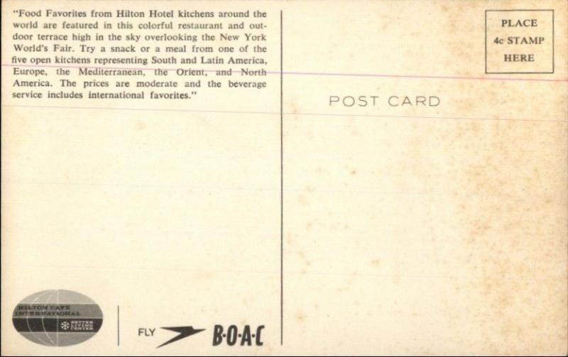 1964-65 New York World's Fair Hilton Caf‚ Vintage Postcard