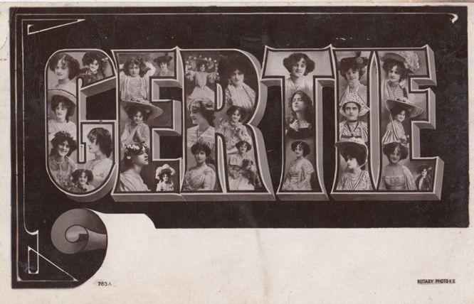 A Girls Named Called GERTIE Antique Theatre Star Actress Name RPC Postcard