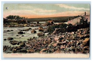 c1905 Amskeag Falls And Covered Bridge Manchester New Hampshire NH Postcard 