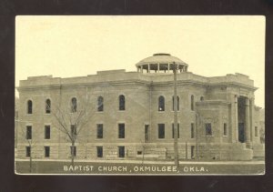 RPPC OKMULGEE OKLAHOMA BAPTIST CHURCH REAL PHOTO VINTAGE POSTCARD