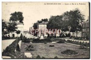 Old Postcard La Roche Sur Yon Square and Rue De La Prefecture