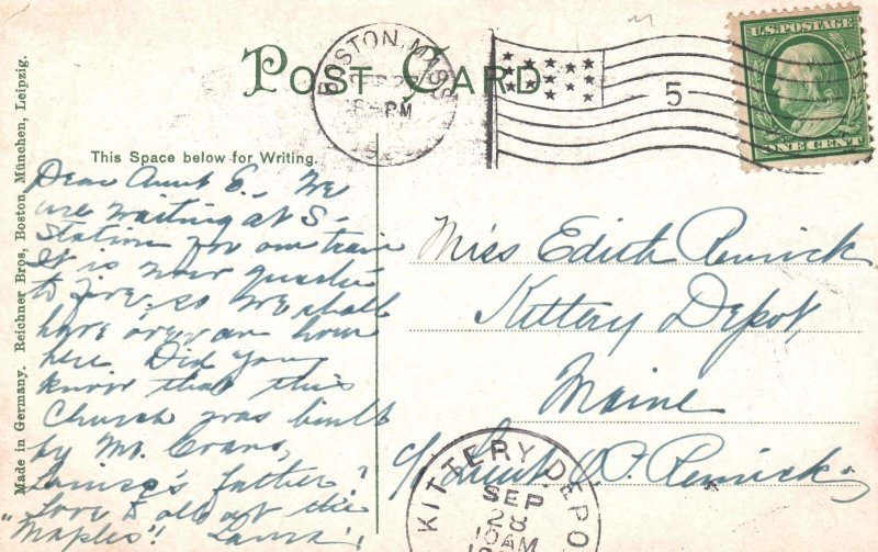 Vintage Postcard 1910's Christian Science Church Parish Boston Massachusetts MA