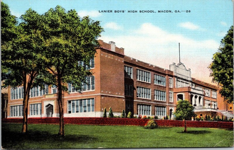 Lanier Boys High School former Indian Trading Post Macon Georgia Postcard