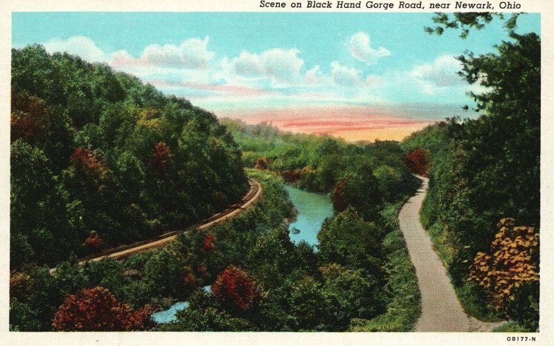 Vintage Postcard Scene On Black Hand Gorge Road Near Newark Ohio Welsh News Pub.