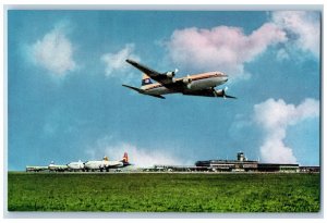 Japan Postcard Japan Air Line Plane Tokyo International Airport View c1950's