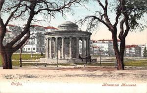 Corfou Greece birds eye view Monument Maitland antique pc Z18009