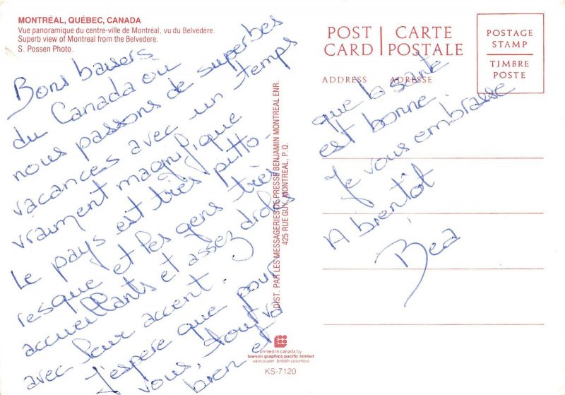 US39 postcard Canada Montreal Quebec panorama