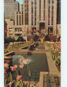 Unused 1950's CHANNEL GARDENS AT ROCKEFELLER CENTER Manhattan New York NY Q0478