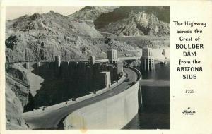 Arizona Side Crest Boulder Dam 1940s Frasher Highway RPPC Photo Postcard 3299