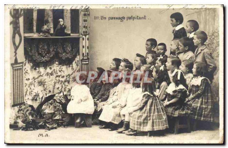 Old Postcard Theater Guignol A thrilling passing Children