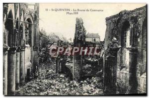 Old Postcard St Quentin La Bourse du Commerce Army