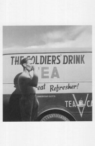 Red Cross WW2 Military Tea Wagon at Calcutta Airport India Postcard