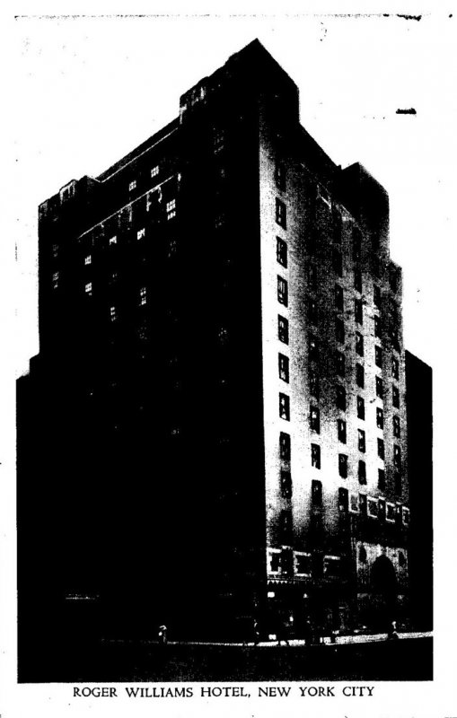 New York City Roger Williams Hotel 1949