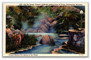 Big Spring Mineral Springs Thermopolis Wyoming WY UNP Linen Postcard J19