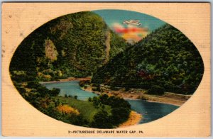 VINTAGE POSTCARD PICTURESQUE VIEW OF THE DELAWARE WATER GAP P.A. 1948