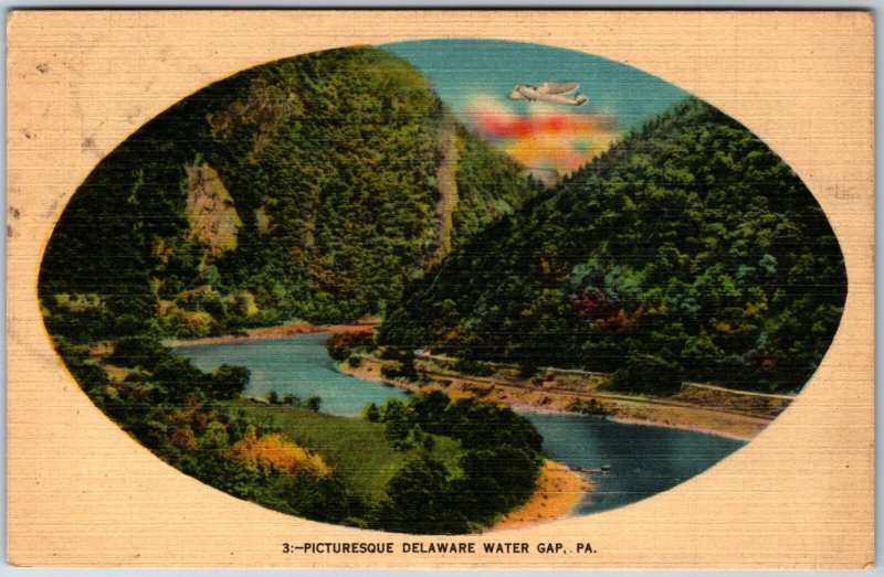 VINTAGE POSTCARD PICTURESQUE VIEW OF THE DELAWARE WATER GAP P.A. 1948