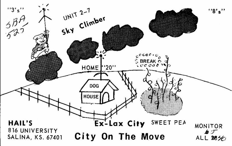 QSL Radio Card From Salina Kansas City On The Move Ex-Lax City 