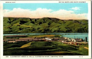 Clearwater Timber Co. Mills, Clearwater River, Lewiston ID Vintage Postcard C43