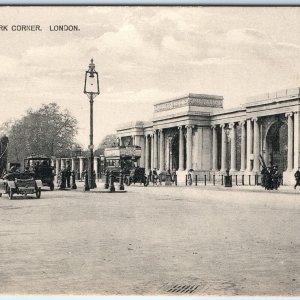 c1910s London, England Hyde Park Corner Horse Carriages Car Bus Advertising A352