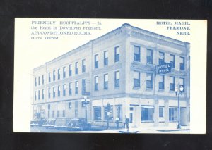 FREMONT NEBRASKA HOTEL MAGIL LVINTAGE ADVERTISING POSTCARD OLD CARS
