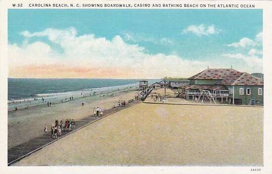 North Carolina Carolina Beach Showing Boardway Casino And Bathing Beach On Th...