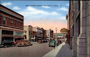 Pocatello Idaho ID West Center Street Scene Vintage Postcard