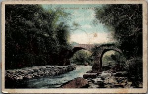 c1910 KILLARNEY IRELAND OLD WEIR BRIDGE SCENIC RIVER ROCKS  POSTCARD 34-251