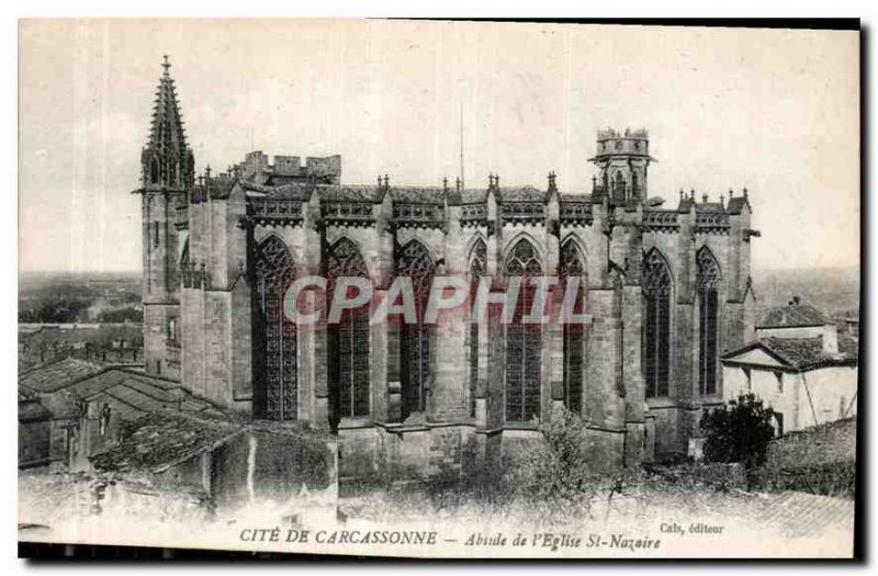 Postcard Old Cite Carcassonne Apse of the Church of St. Nazaire