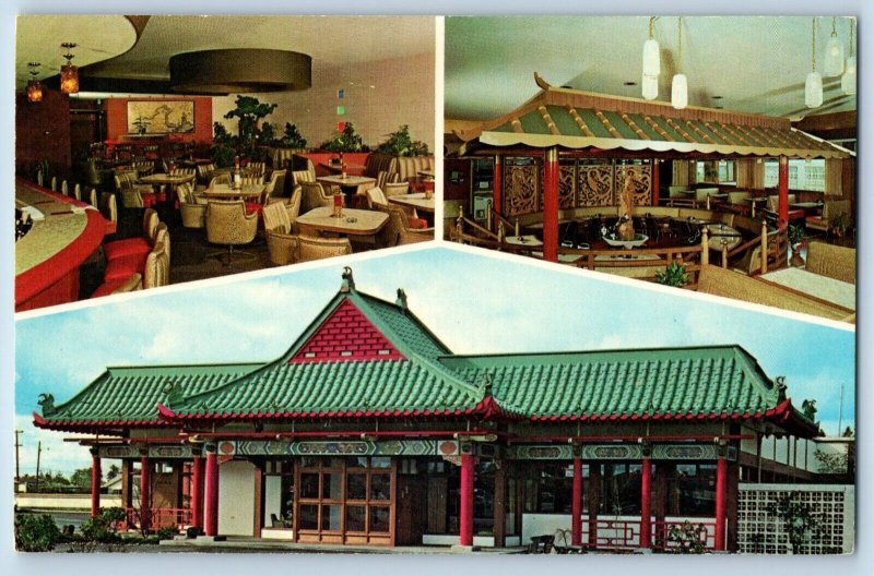 Portland Oregon Postcard Chinese Gardens Exotic Chinese Restaurant c1960 Vintage