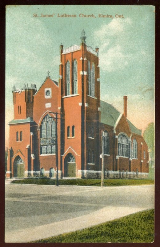 h2414 - ELMIRA Ontario Postcard 1910s St. James Lutheran Church by Rumsey