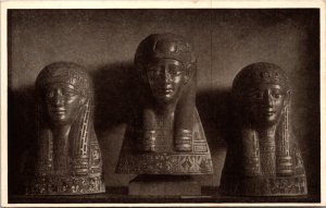 Gilded Mummy Masks from Egypt XXVI Dynasty Osiris Art Institute Chicago Postcard