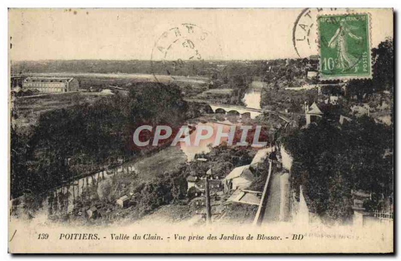 Old Postcard Poitiers Clain Valley View taken Gardens Blossac