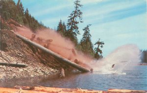 Washington Dumping Logs Into the Water Chrome Postcard Unused