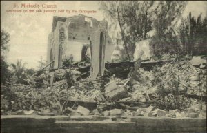 Jamaica St. Michael's Church Destroyed by Earthquake c1910 Postcard