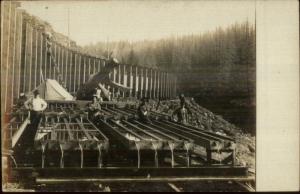 Gold Mining? Sifting Troughs? Retaining Wall Men c1910 Real Photo Postcard