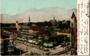 Aerial View Ogden UT Looking Towards Wasatch Mts c1907 UDB Vintage Postcard C32