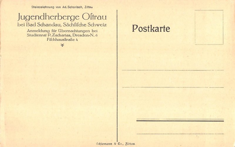B198 Germany Jugendherberge Oftrau bei Bad Schandau Art vintage postcard