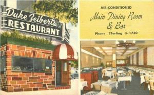 Entrance Duke Zeibert's Restaurant Interior 1940s Washington DC Postcard 4543