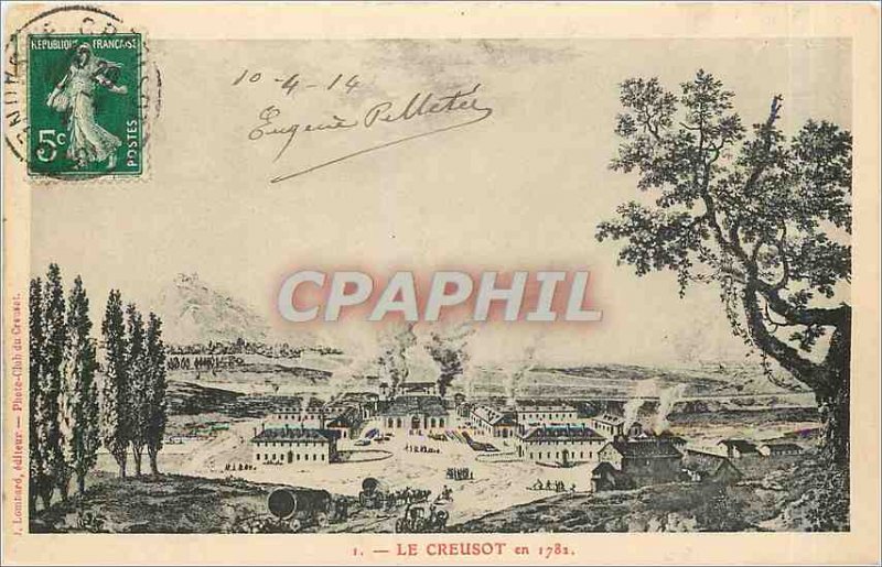 Old Postcard Le Creusot in 1782