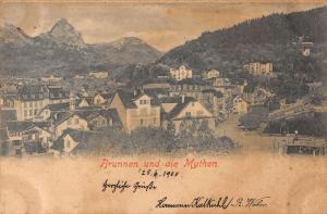 Lucerne Switzerland view of Brunnen und die Mythen Lake antique pc Y15761