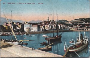 France Menton Le Port et la Vieille Ville Vintage Postcard 03.62